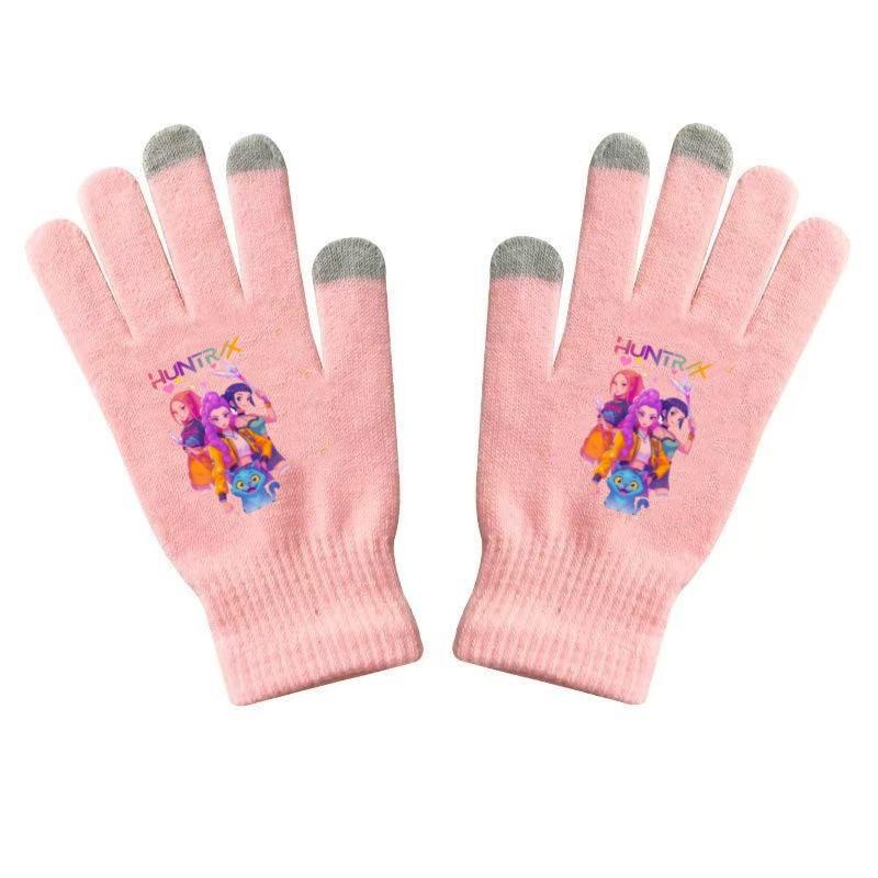 K Pop Demon Hunters Girls Gloves Woman Touch Screen Gloves Lady Winter Warm Cartoon Anime Accessories Cute Gift