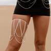 Stonefans Exotic Crystal Thigh Chain Tassel Women Body Accessories Sexy Outfits Elastic Rope Rhinestone Leg Chain Bikini Jewelry