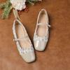 Modische Flache Schuhe für Damen Frühling und Herbst 2025 Mary Jane Französische Flache Schuhe mit Flachem Ausschnitt Übergröße Damenschuhe Damen Loafer Damen