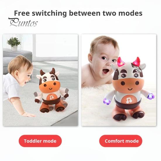 Kids Electric Cow Toy with LED Light Music Singing Dancing Cartoon Dairy Cattle Toy Toddlers Interactive Educational Movable Eyes Animal Musical Toy