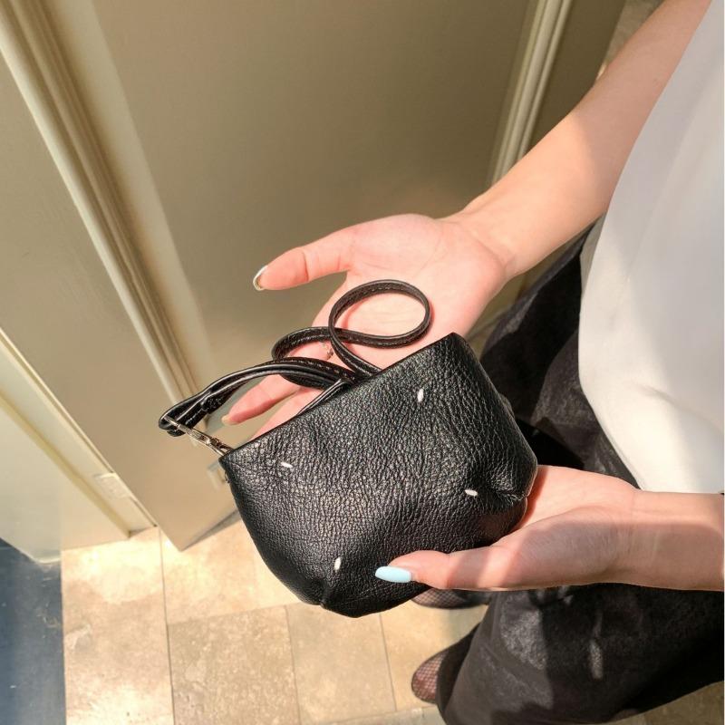 Hals-Wechselbeutel einfarbig Nischendesign Lippenstift Schlüsseltasche modisch vielseitig weiches Leder Mini kleine Tasche Frauen