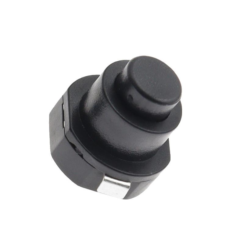 10Pcs Push Button Switch 10X11 250V 1A Flashlight Switch Black Round Lock Flashlight Button Switch On-Off