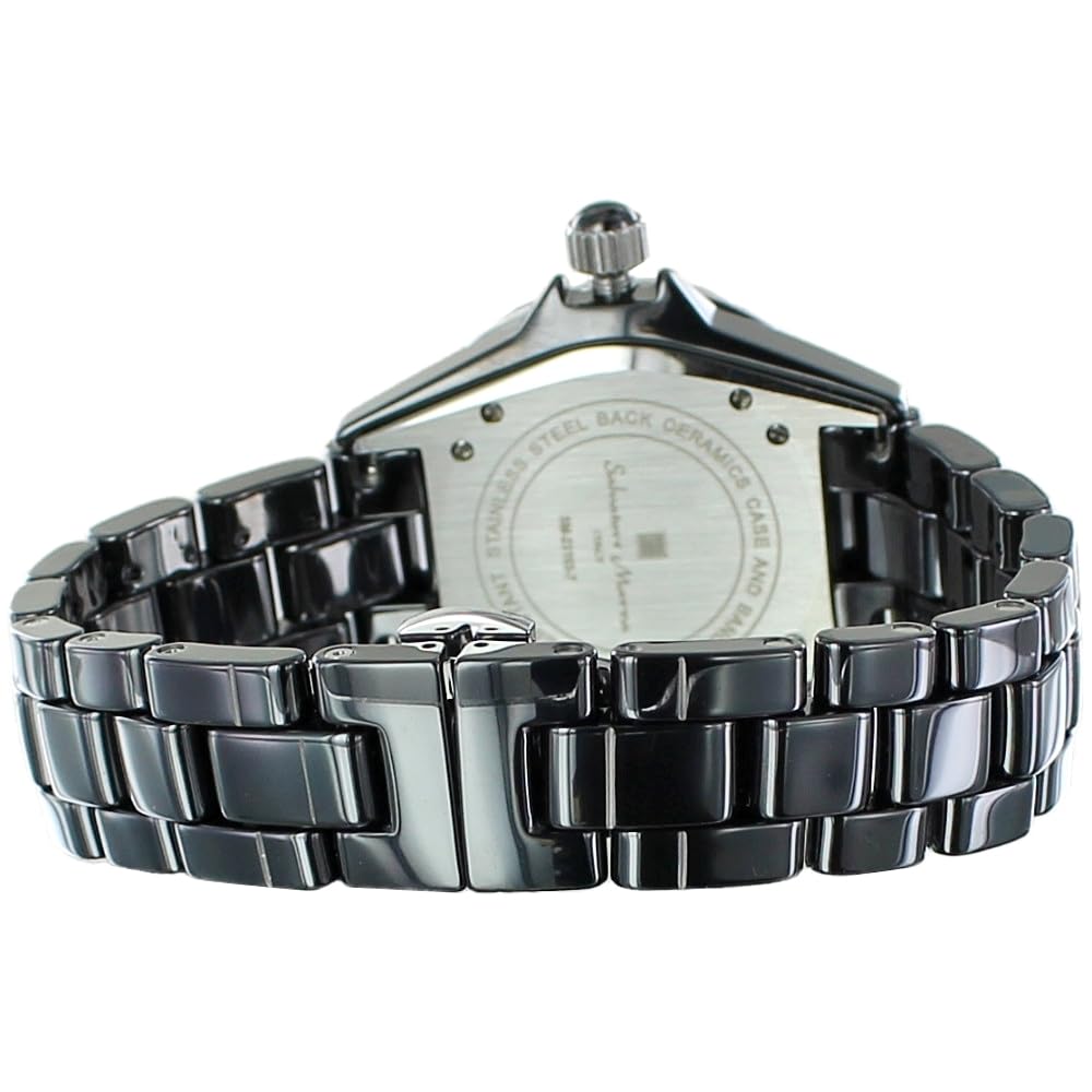 Salvatore Marra Unisex ceramiczny zegarek bransoletka, Model SM23103-v, Czarny i cyfry rzymskie, Odporny na zarysowania, Wodoodporność 3 ATM
