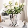 Moderne Keramik-Plissee-Galvanikvase, Hydrokultur-Blumen, getrocknete Blumen, Wohnzimmer-Dekoration, kreative Heimdekoration