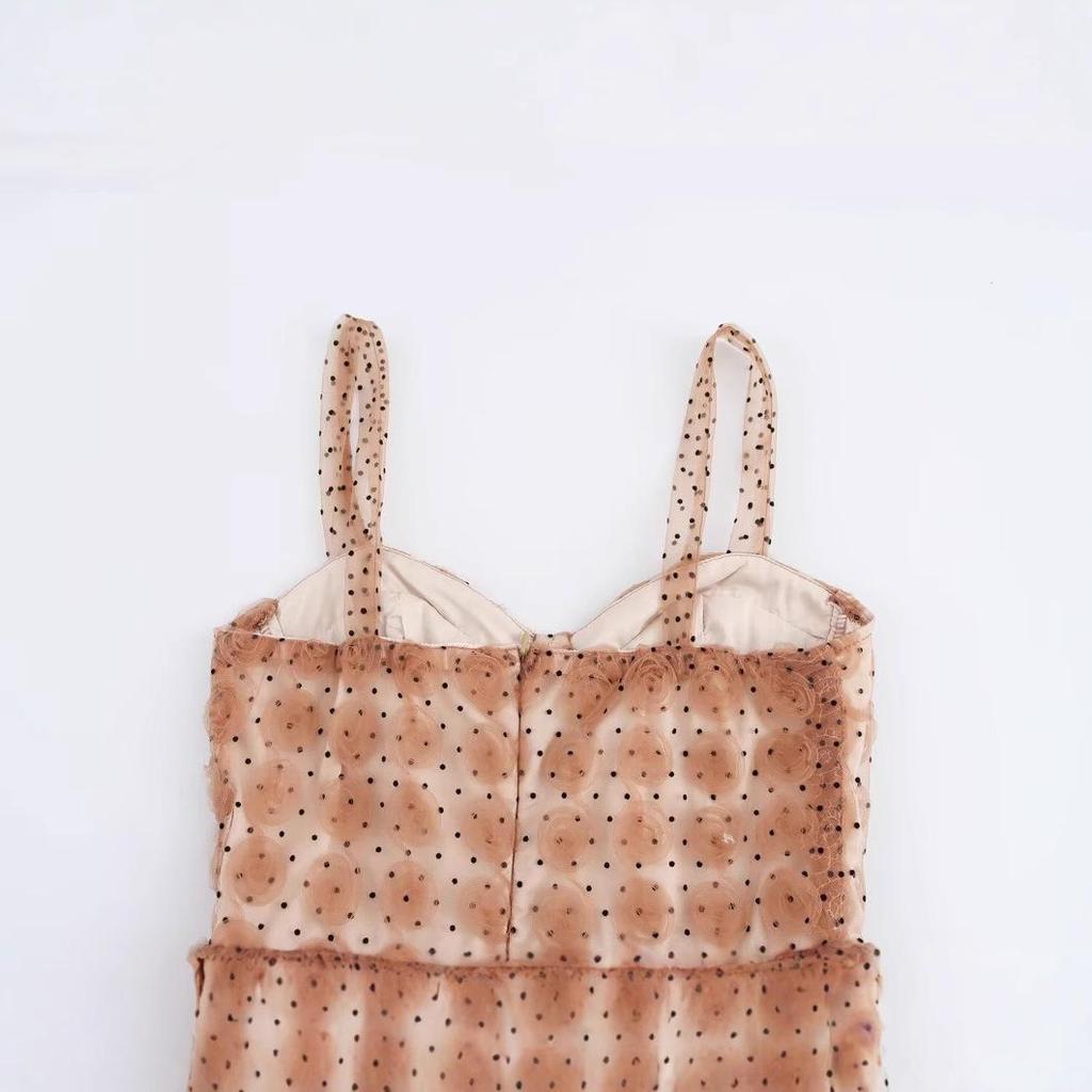 2025 Spring European & American Style Women's Spaghetti Strap Floral Slimming Long Dress