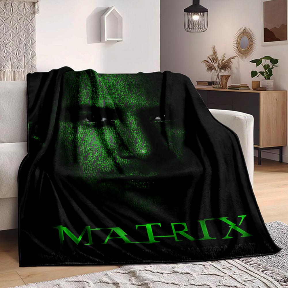 1pc Matrix Blanket Lightweight Flannel Throw For Sofa, Bed, Travel, Camping, Livingroom, Office, Couch, Chair, And Bed