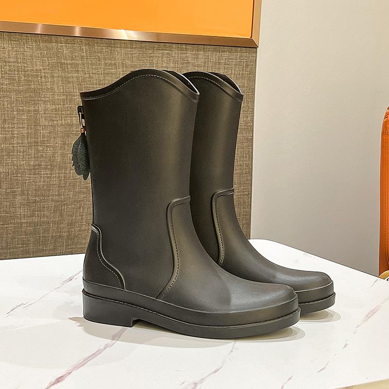 Medium Tube Women's Outdoor Water Shoes High Tube Rain Boots Fashion Rain Shoes Lightweight Rubber Shoes Kitchen Waterproof Overshoes