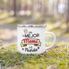 Creative Coffee Cups Best Mom In The Word Spanish Print Mug Camping Handle Mugs Handle Enamel Cup Festive Birthday Gifts for Mom
