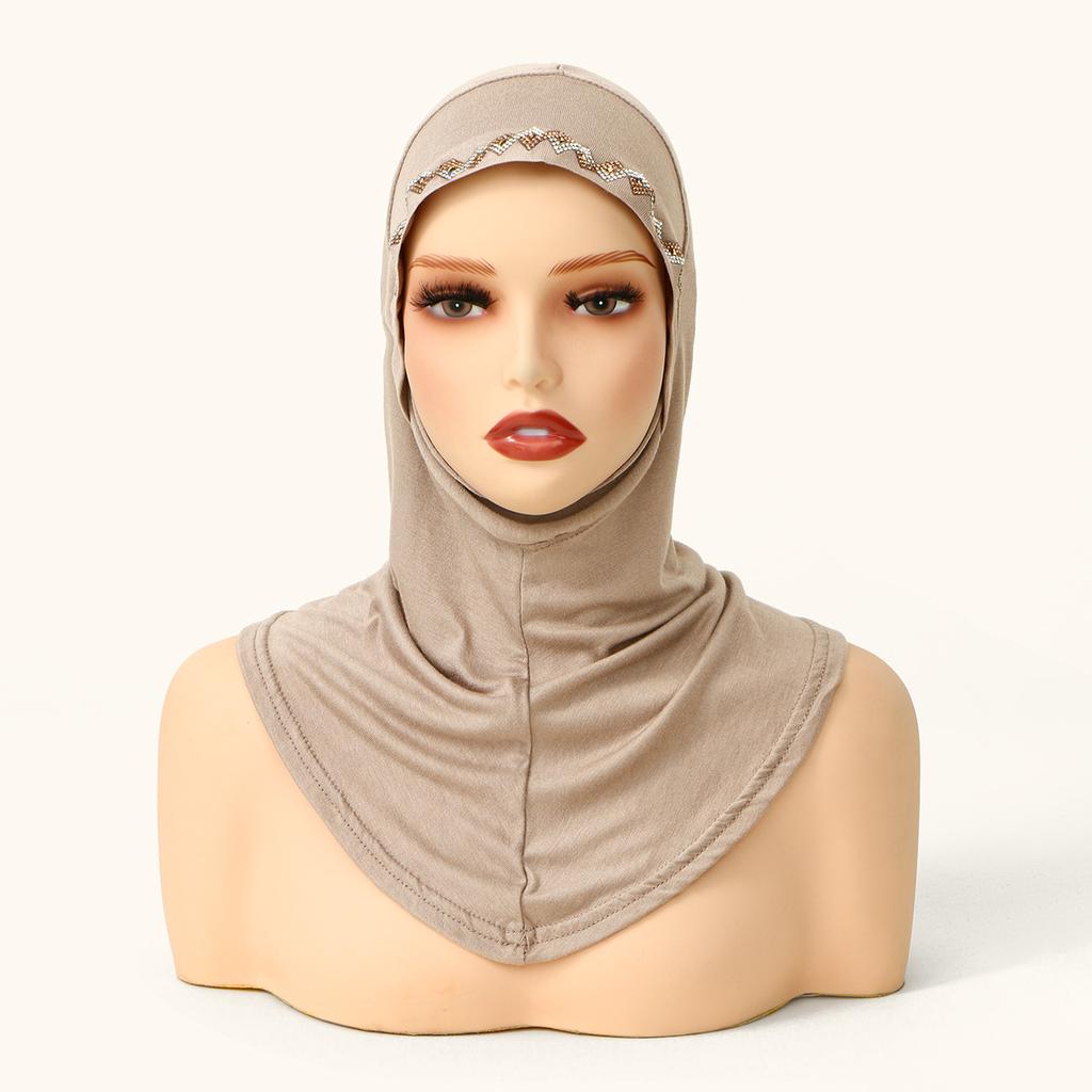 Muslim Ethnic Instant Hijab Diamonds Shwal Women Islamic Scarf Turban Arabic Khimar Fashion Plain Ramadan Headwraps Amira Niqab