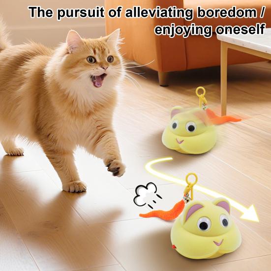 Interactive Pet Toy with Automatic Sensor Realistic Sound Extended Tail Moving Toy Tear-Resistant Squeaky Toys for Cats Dogs