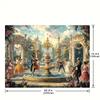 Arazzo Romantico Rococò 2D, Cortile con Fontana & Musicisti Classici Sfondo Murale