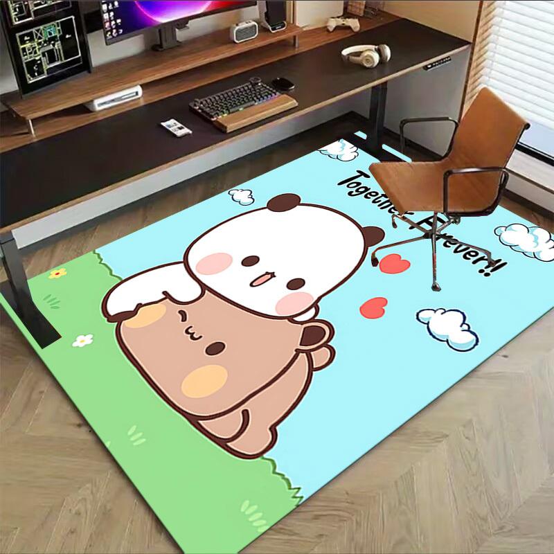 1PC Panda Love Anti-slip carpet, suitable for Office, bedroomand playrooms. It can also be used as a sofa footrest cover-R25