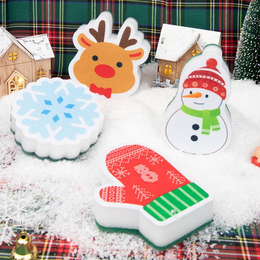 Holiday Cleaning Sponge Snowman/Snowflake/Glove/ Deer Cartoon Sponge Cleaner Cleaning Rubs During Christmas