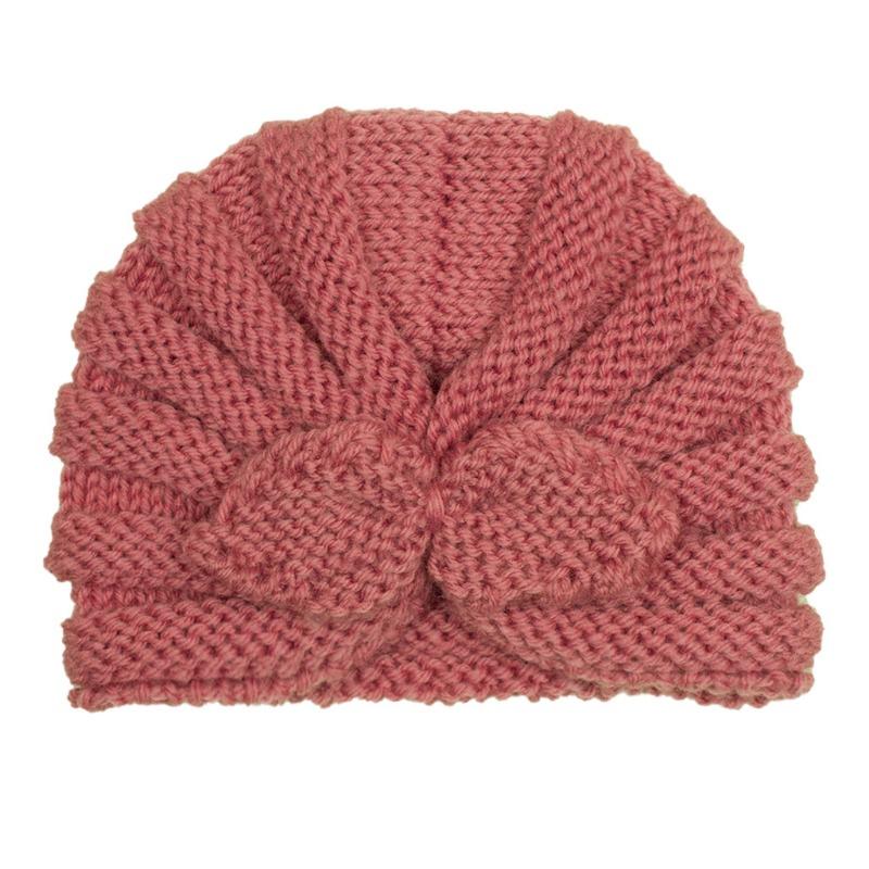 Autumn and winter new children's wool rabbit ear hat, baby solid color knitted wool hat, baby hat