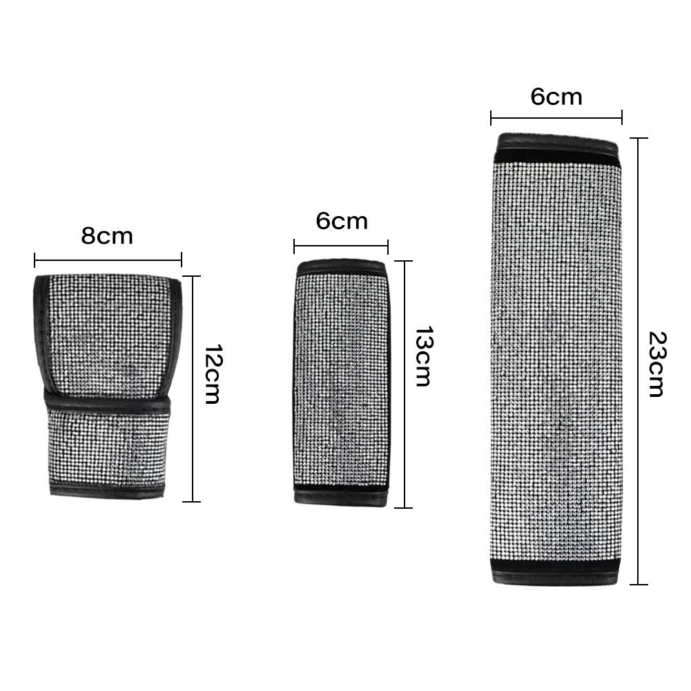 Crystal Car Gear Shift Collar Cover Hand Brake Cover Car Seat Safety Belt Cover Bling Rhinestones Auto Interior Accessories 1PC