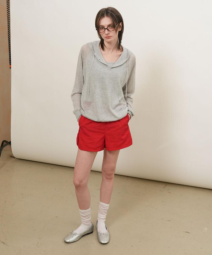 GENERALIDEA Sheer Hooded Knit Pullover [Melange Grey] / Gf2Lkp526