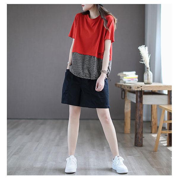 100% Cotton Short Pants Women's Summer Outside Wear High Waist Cover Thighs Show Thin Loose Five Points Casual Wide Leg Pants