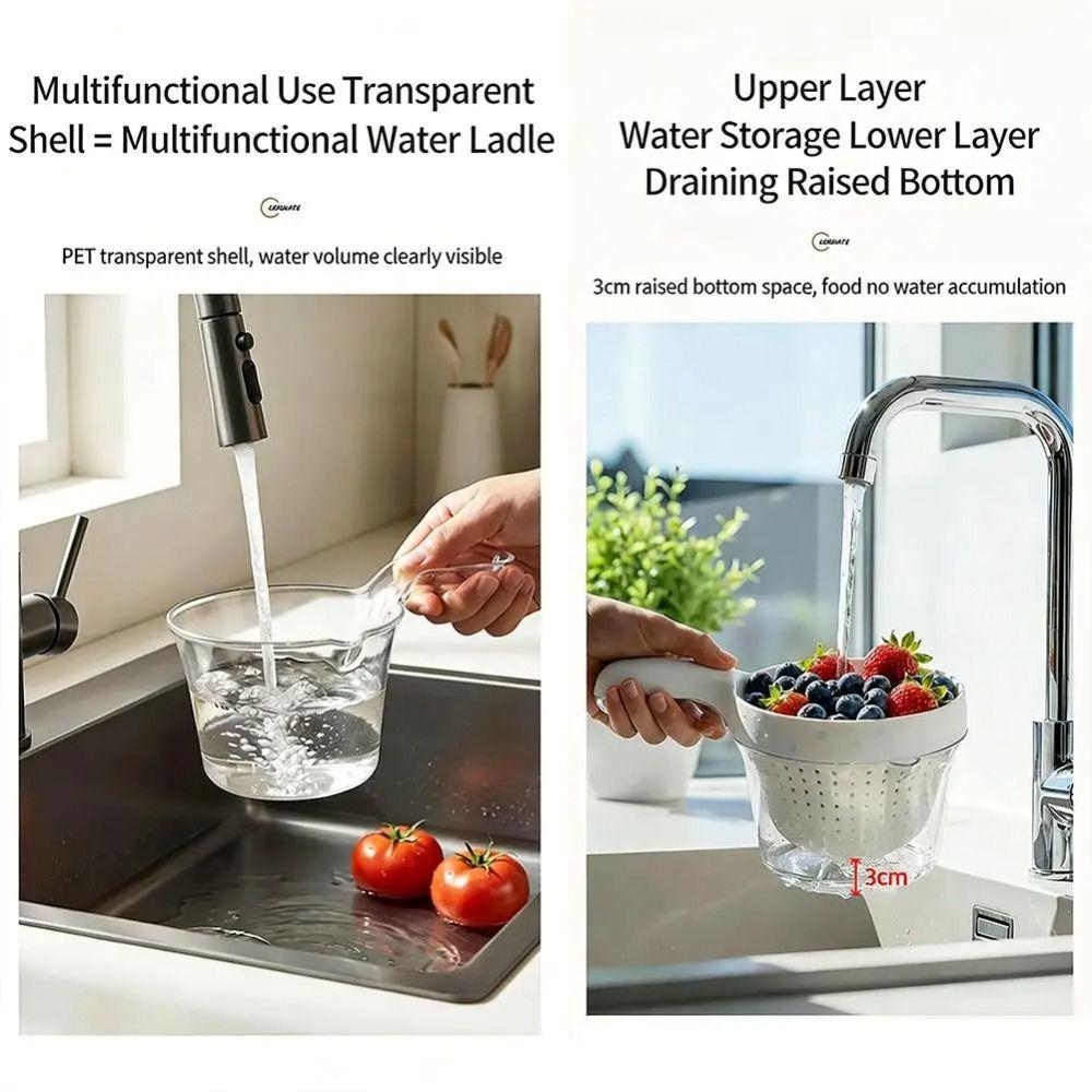 2-in-1 Fruit Cleaning Basin Double Layer Vegetable Drain Basket Portable Kitchen Drain Basket