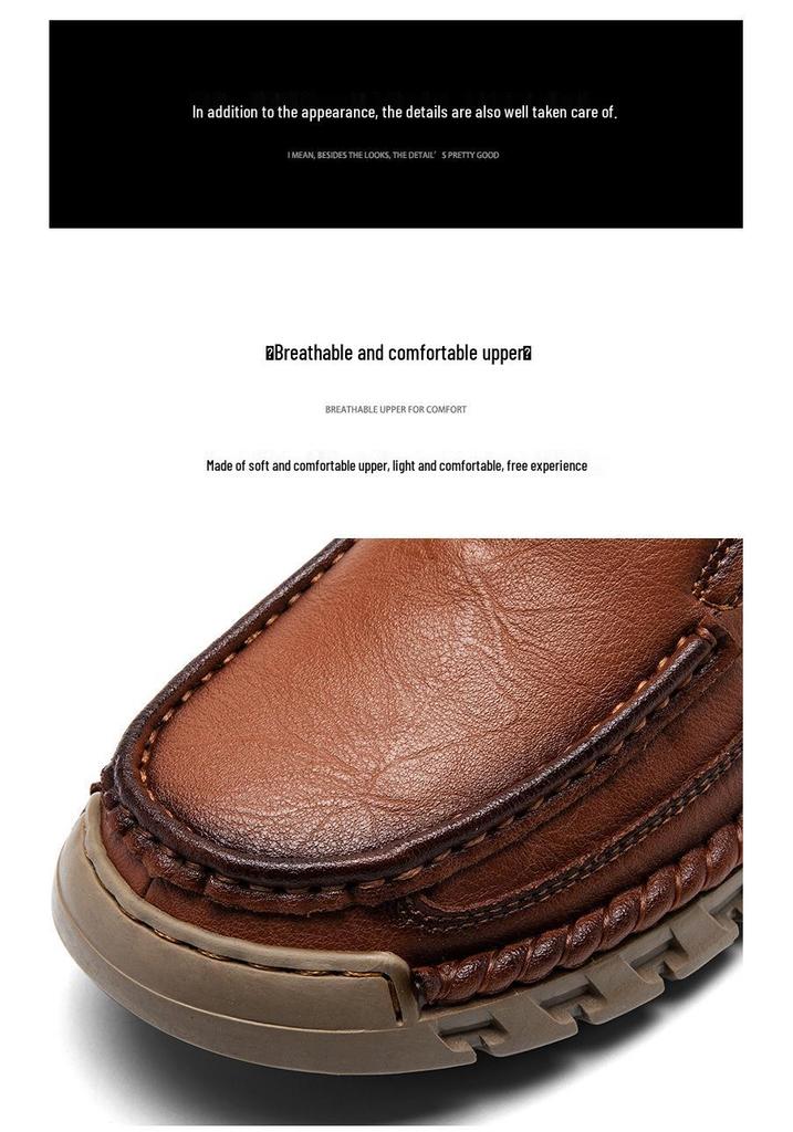 Men's Summer Retro Slip-on Leather Loafers: Casual, Breathable, Thick Sole Design