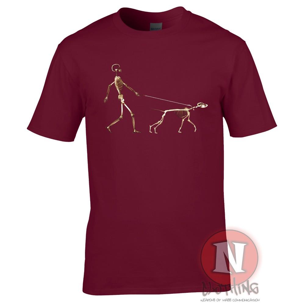 Skeleton Dog Walker TShirt Canine Doggy Funny Urban Art Banksy Style 2XL