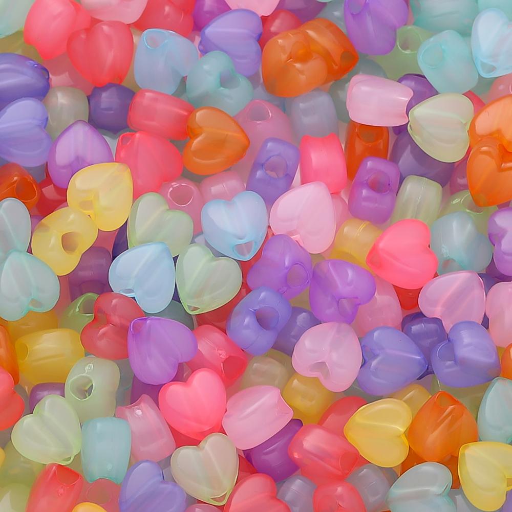 100pcs Acrylic Jelly Color Heart Star Square Round Beads Mixed Spacer Beads for DIY Bracelet Necklace Jewelry Making Supplies