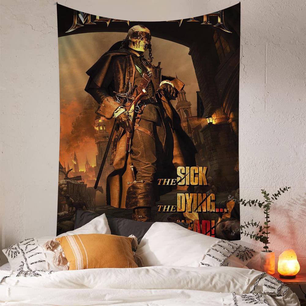 

Megadeth 1980s Sanctuary Tour Wall Tapestry Vintage Thrash Metal Aesthetic Room Decor for Classic Rock Heavy Metal Fans 74x94cm(29x37in)