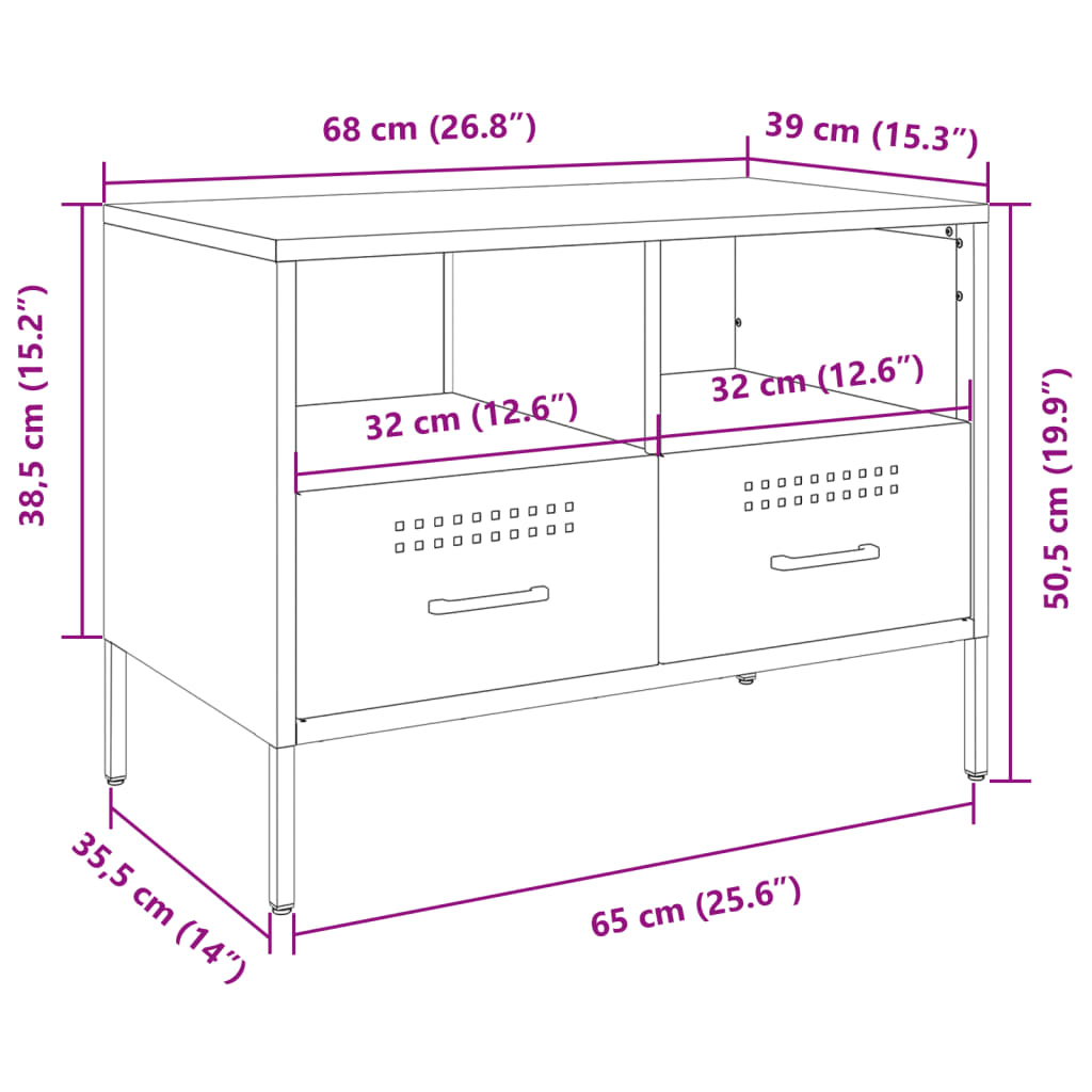 TV Cabinets 2 Pcs Olive Green 68 X 39 X 50.5 Cm Steel