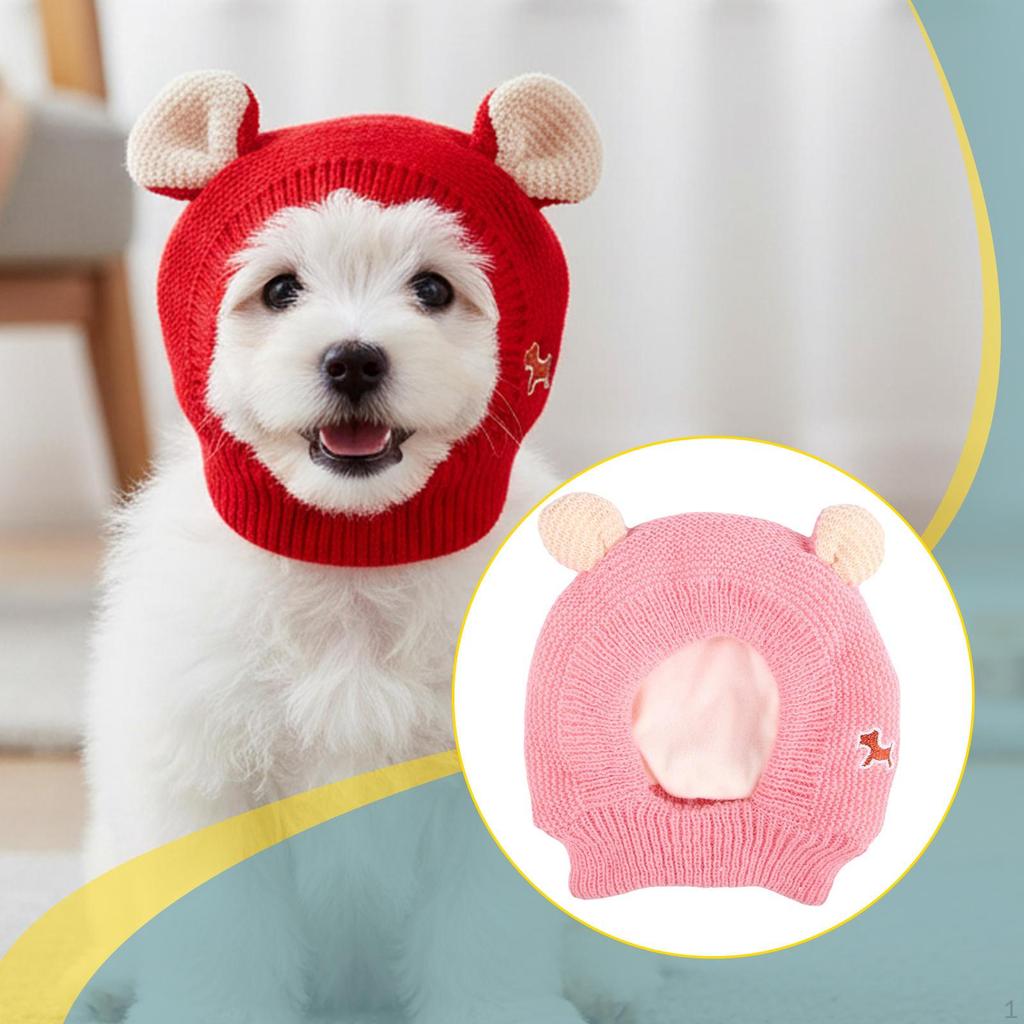 Katzenkostüm Hut Ohrenschützer Weich Waschbar Lustig Warm Haustier Strick für Kleine Mittelgroße Große Katzen