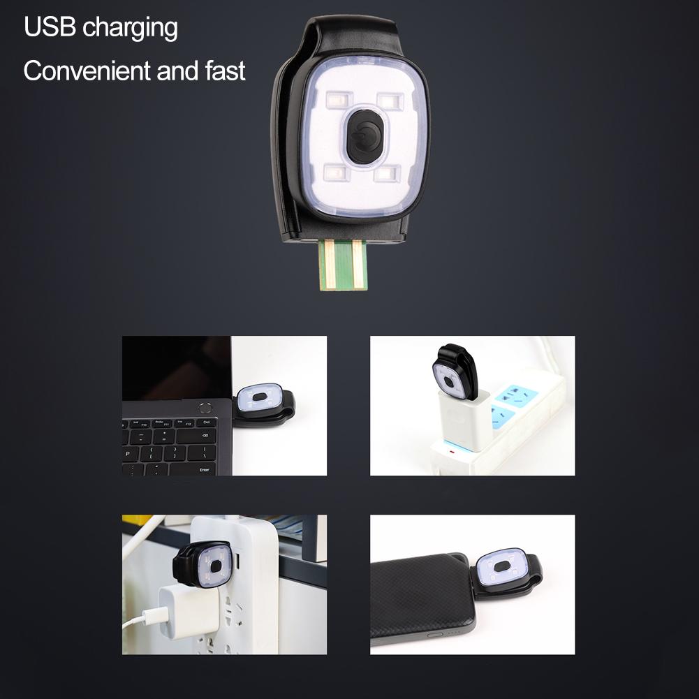 Outdoor Sports LED Clamp Lamp Cap Belt Flashing Clamp Light Mini Emergency Warning Light USB Charging For Fishing Hiking Running