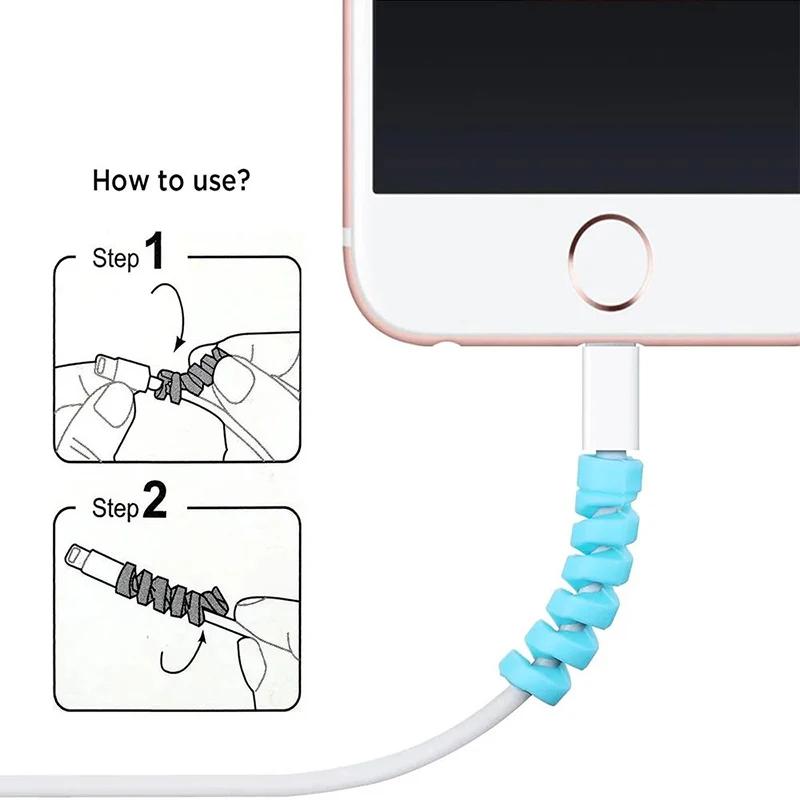 10 Stück Kabel Schutzhülle Silikon Spulwickler für IPhone 13 Samsung S21 Xiaomi Poco Ladekabel Kabel Schnur Organizer Clip