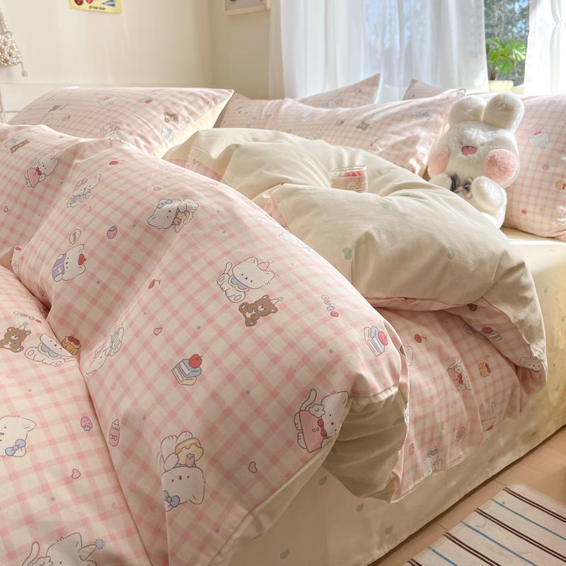 Damen Plüsch Samt Fleece Bettwäsche Set: Flanell-Bettbezug und Laken