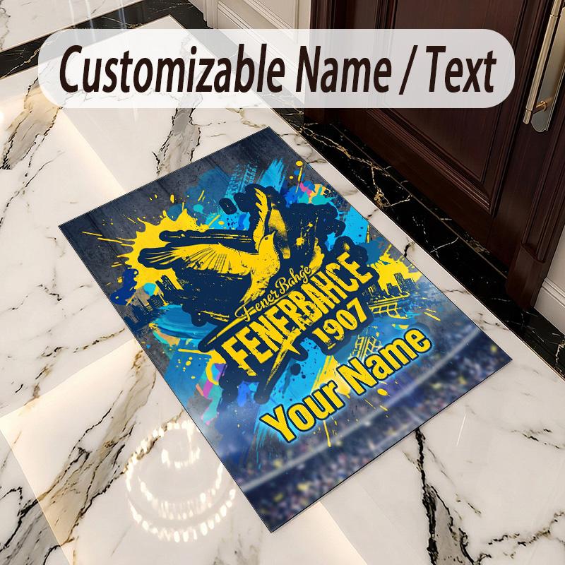 Crystal Velvet Rug Fenerbahçe FC Print Custom Name Text Floor Mat Home Decor