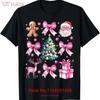 Cute Retro Coquette Bow Pink Christmas Tree T Shirt Vintage Soft Slightly Graphic Designer Clothes Top For Everyday Wear