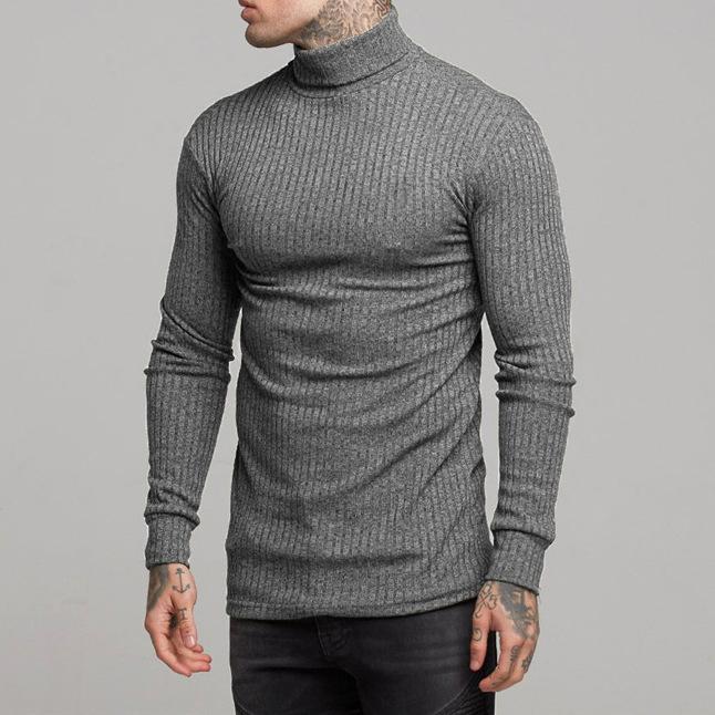

Men s Autumn Winter Casual Fashion Sweater Long-sleeved Sports Tops High Collar Jumper Bottoming Shirt Comfortable Fit Skin-friendly Breathable Tops 2XL темно-сірий