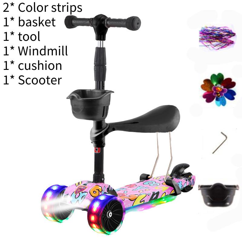 Scooter Adjustable Kids With Music Function Headlight Three Plastic Wheeled