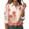 Damen Hemd Bluse Weihnachtsdruck Knopf Langarm Casual Basic Hemdkragen Normales Oberteil