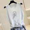 2023 Shiny Silk Sleeveless V-Neck Women's Vest - Spring/Summer New Style, Loose Fit with Hot Diamond Sling Knitted Design