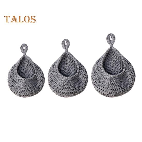 

3 шт. подвесные корзины для фруктов, настенная корзина в стиле бохо, плетеная вручную настенная корзина для фруктов с сетчатыми мешками, органайзер для фруктов из хлопковой веревки для чеснока, картофеля 1 Set серый