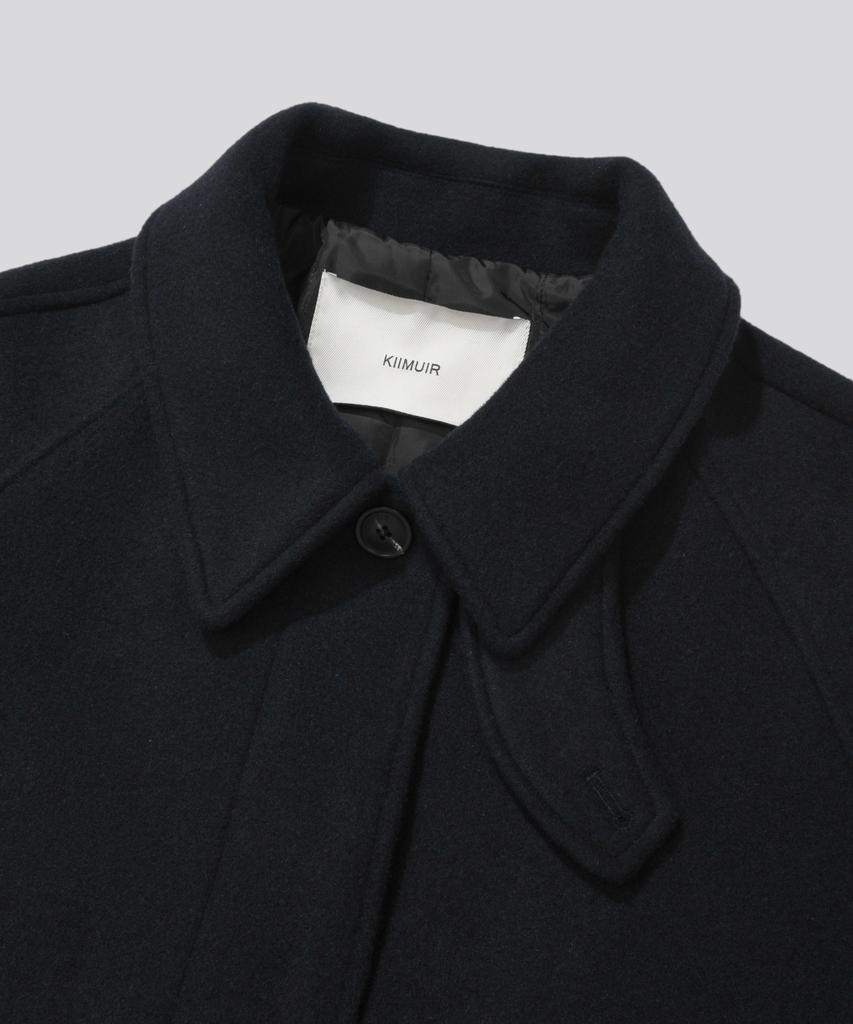 KIIMUIR [Drape Wool] (Women'S) Cashmere Blend Semi-Overfit Balmacaan Robe Coat_Navy