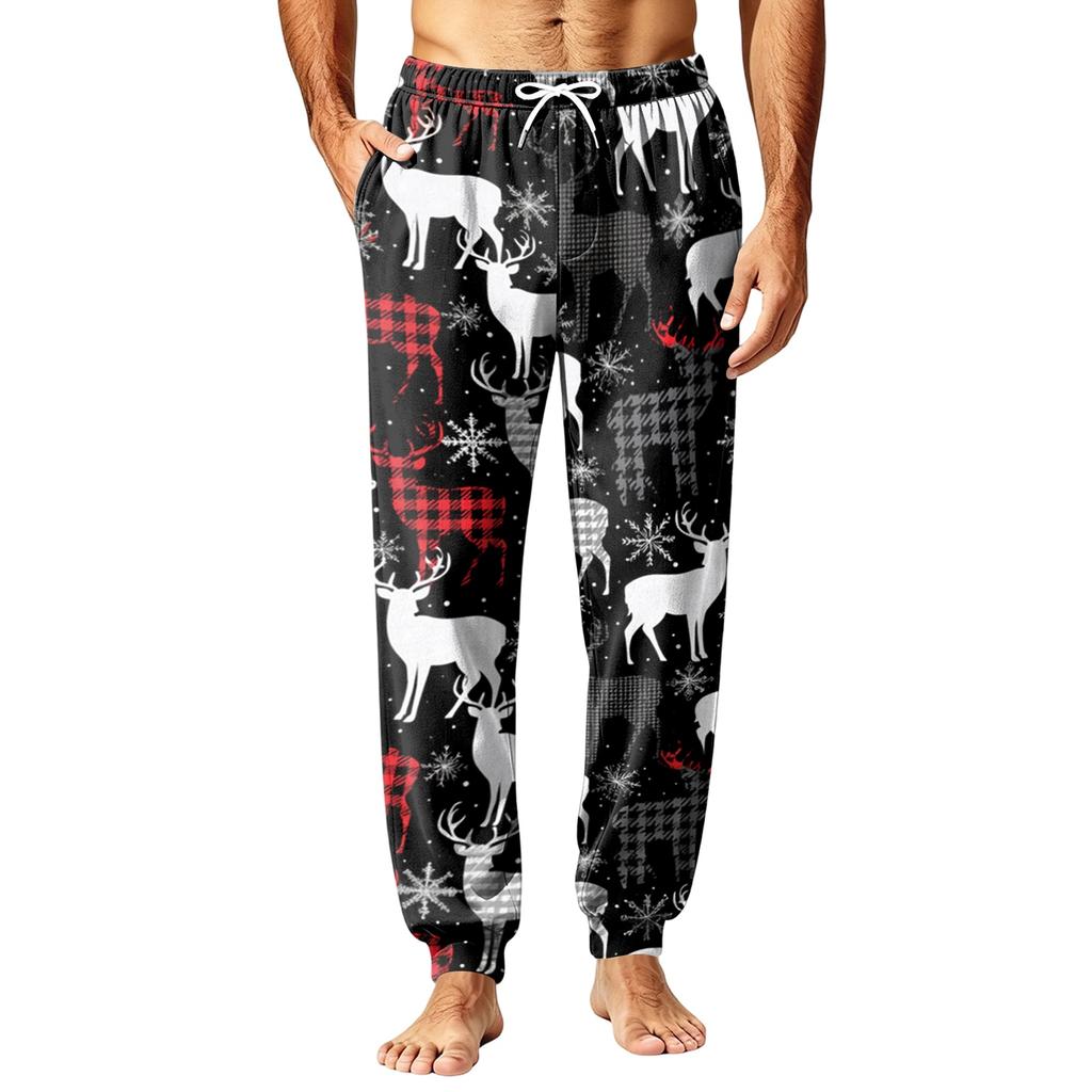 Men's Christmas Pajama Pants with Holiday Print for Fall and Winter Sleep Wear