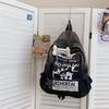 Schoolbag Hot-selling retro denim backpack, sweet and spicy rock style print niche bone pendant, double shoulder women's bag