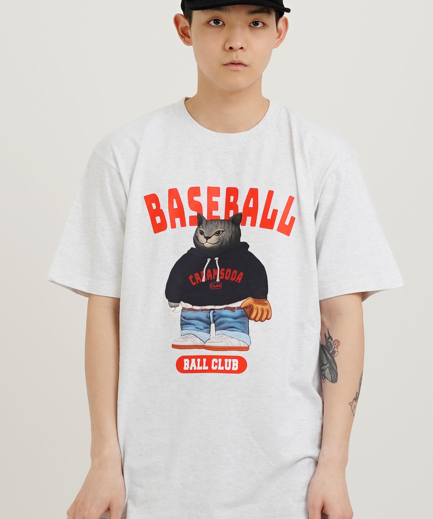 Cream Soda Lab Baseball Club Short Sleeve T-Shirt Light Gray Xl