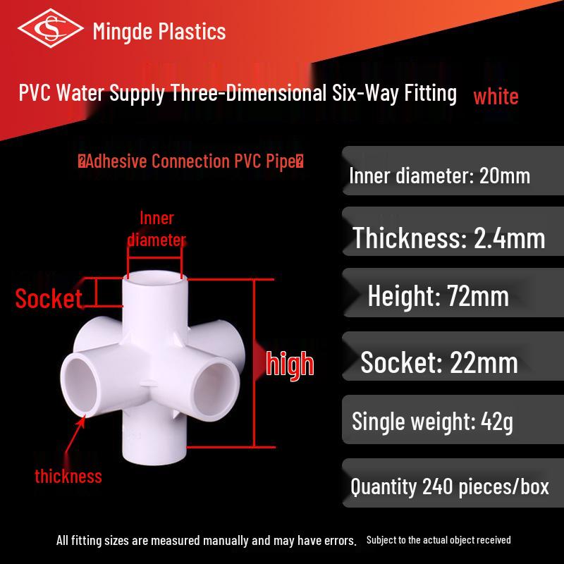 PVC Vícesměrné 3D Plastové Fitinky pro Vodovodní Potrubí (Pravoúhlý, Čtyřcestný, Pěticestný, Šesticestný T-kus)