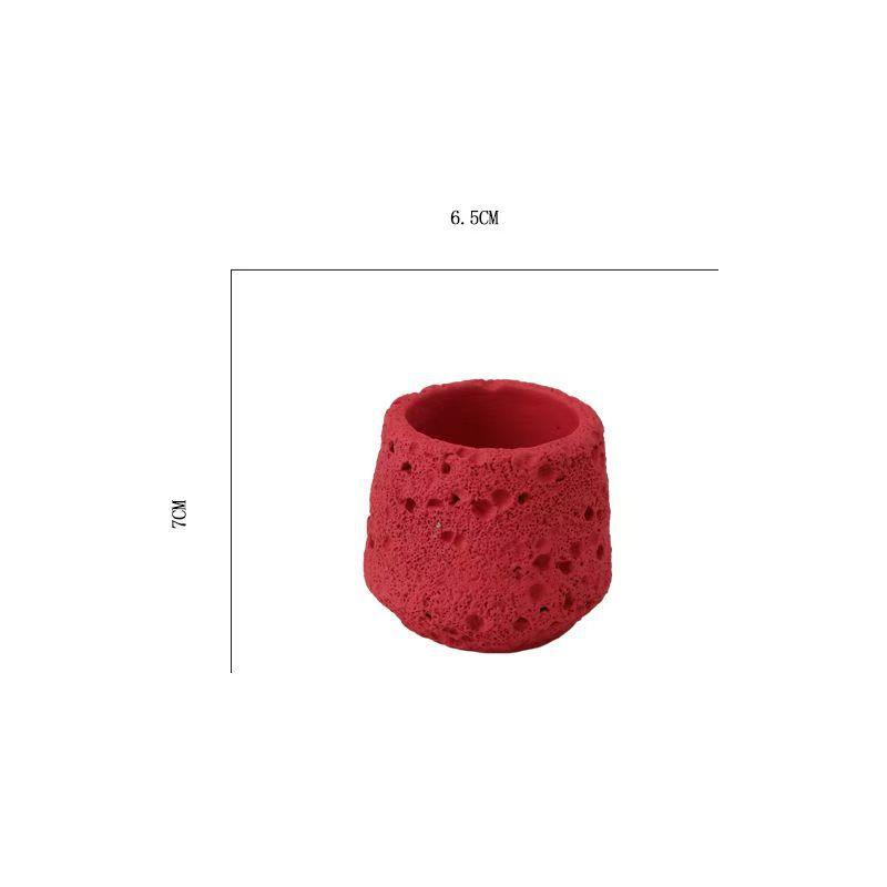 Milk White Creative Volcanic Stone Pattern Cement Succulent Flower Pot Office Home Desktop Decoration Green Plant Flowers