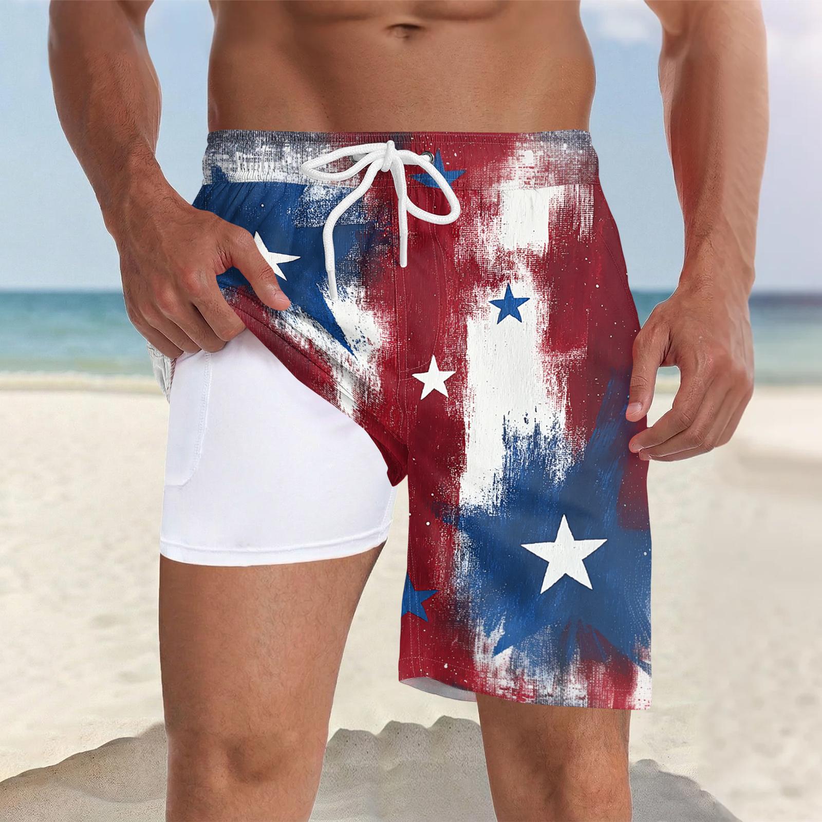 

Men s Quick Dry Swim Trunks with Pockets Beach Shorts Lightweight Elastic Waistband Drawstring Adjustable Fit S