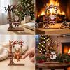 Christmas Party Table Decorations Wooden Ornaments, Santa Snowman Figurine with Moving Ornaments Swing, Rustic Holiday Tabletop Centerpiece