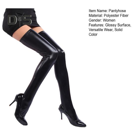 1 paire de collants pour femme, couleur unie, coupe slim, imitation cuir, pour fêtes, boîtes de nuit