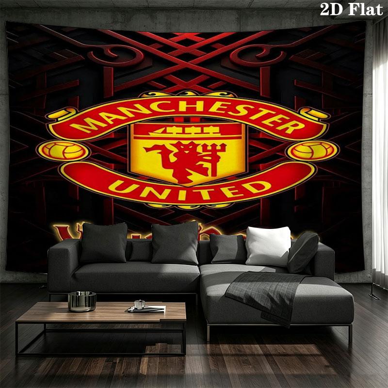 Manchester United F Custom Name Wall Tapestry Aesthetic Wall Hanging Printed Fabric Blanket Decorative Tapestries for Bedroom Living Room Home Decor