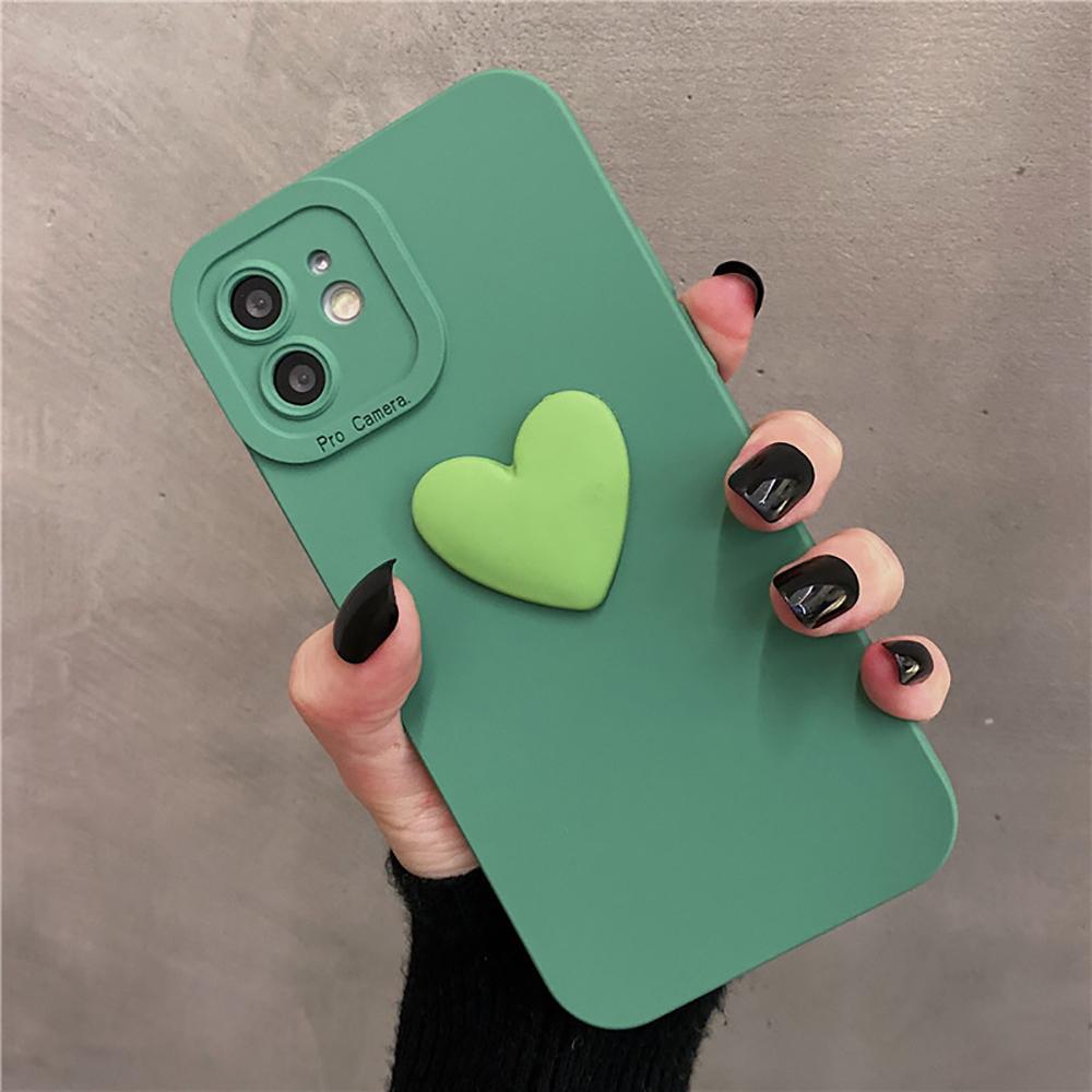 

3D Wine Red Matte Cute Love Heart Soft Phone Case For iPhone Air 12 11 13 14 15 16 17 Pro Max Lovely Silicone Back Cover Case iPhone 11 Pro