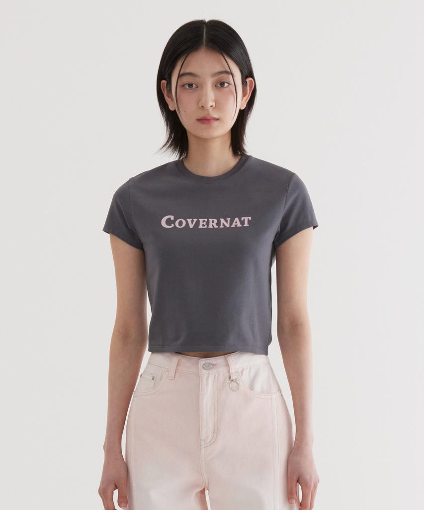 COVERNAT (W) Authentic Logo Baby Fit T-Shirt Charcoal